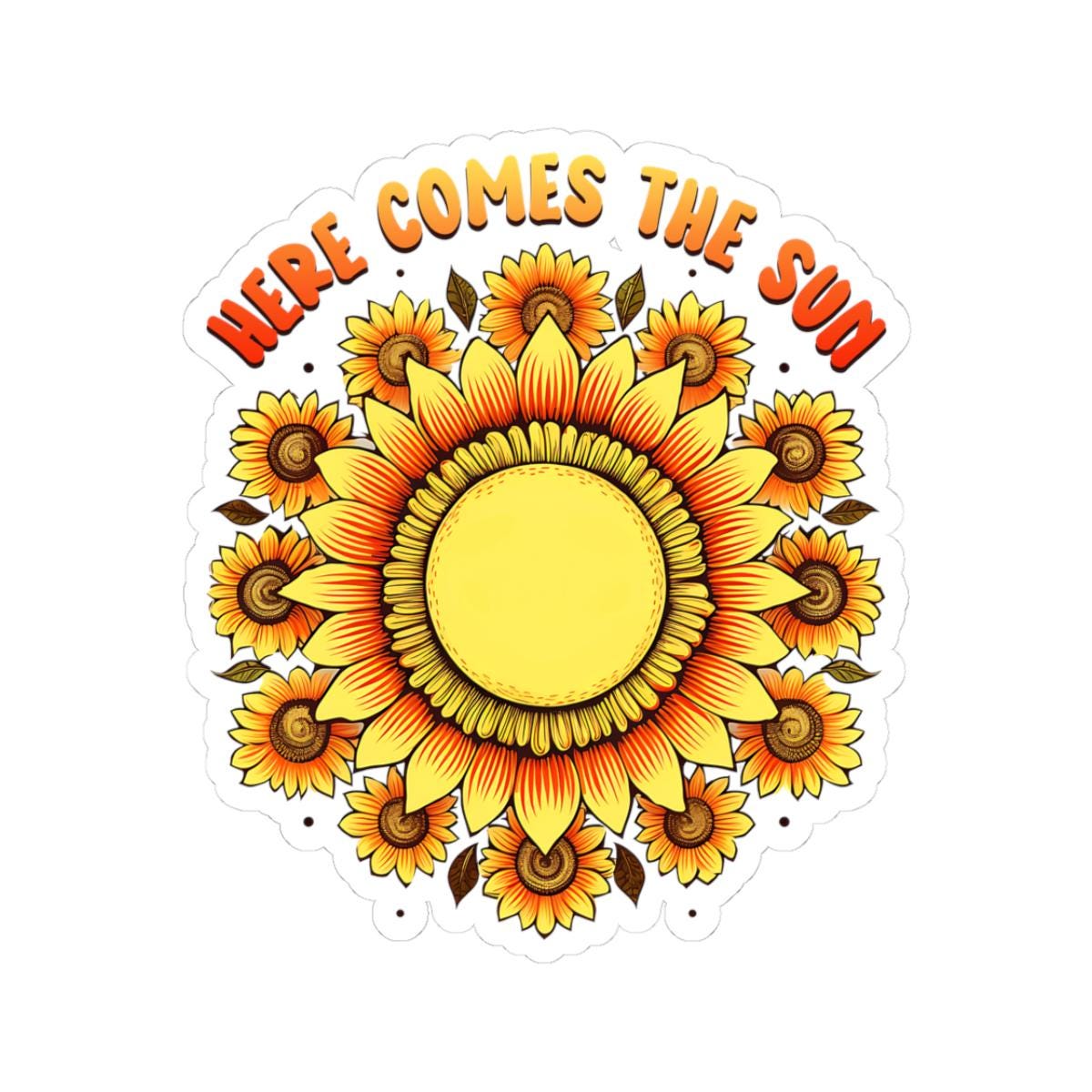 ColorFlow | Here Comes the Sun Sunflower Retro Sunshine Floral Art Vinyl Sticker