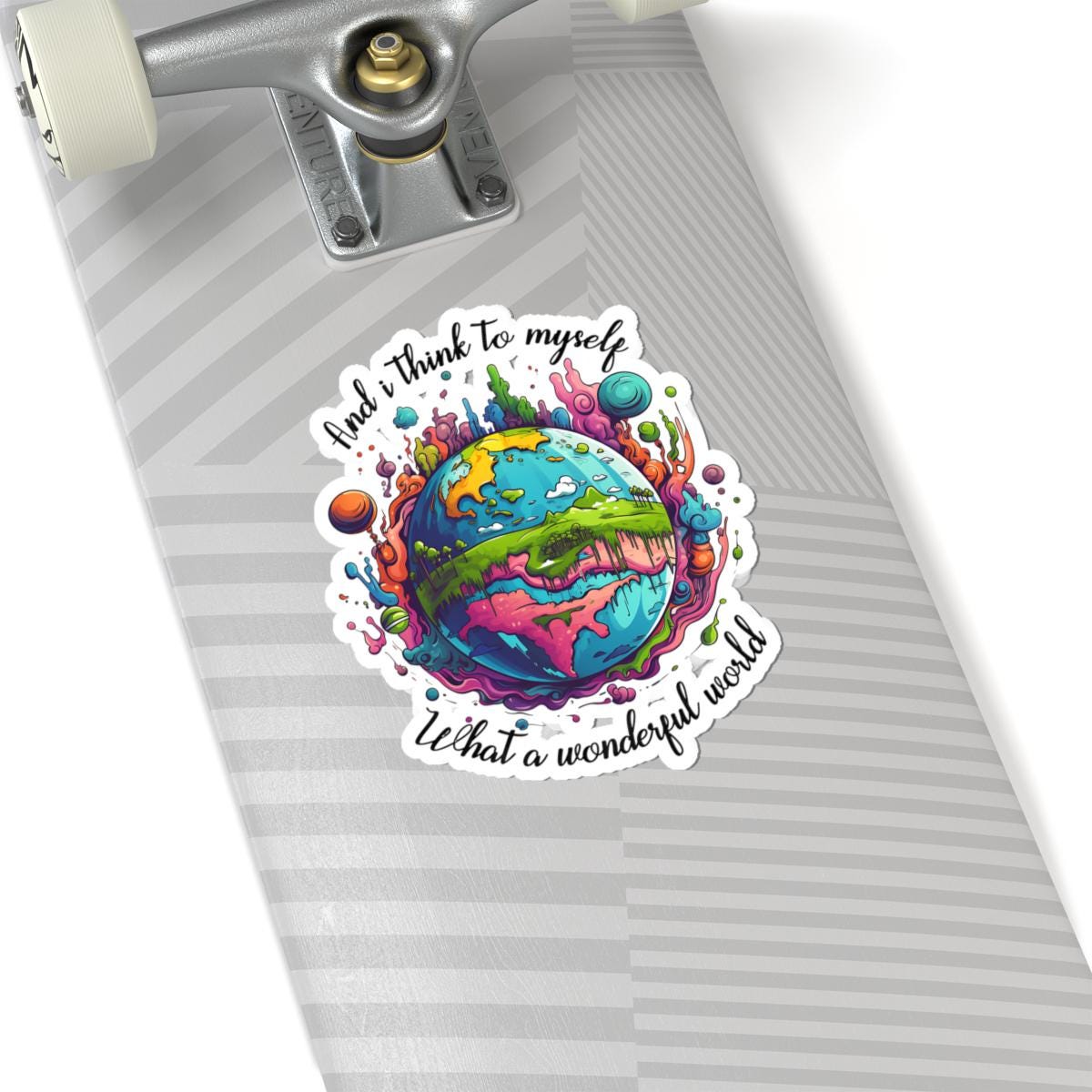 ColorFlow | What a Wonderful World Colorful Earth Retro Positivity Art Vinyl Sticker