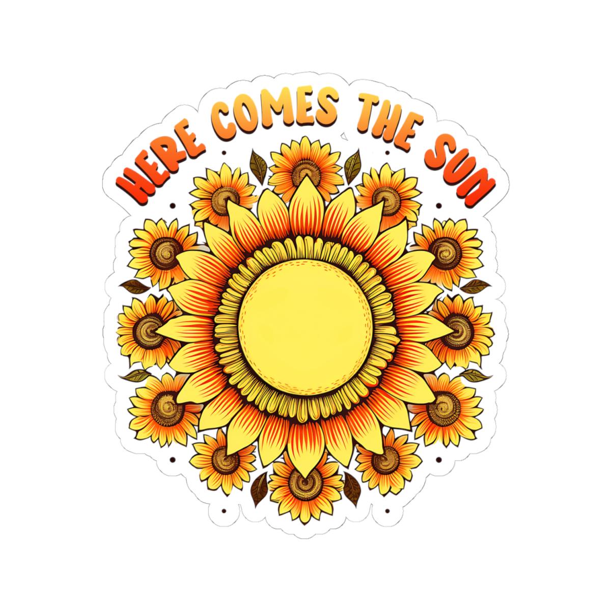 ColorFlow | Here Comes the Sun Sunflower Retro Sunshine Floral Art Vinyl Sticker
