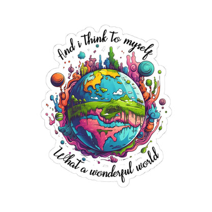 ColorFlow | What a Wonderful World Colorful Earth Retro Positivity Art Vinyl Sticker
