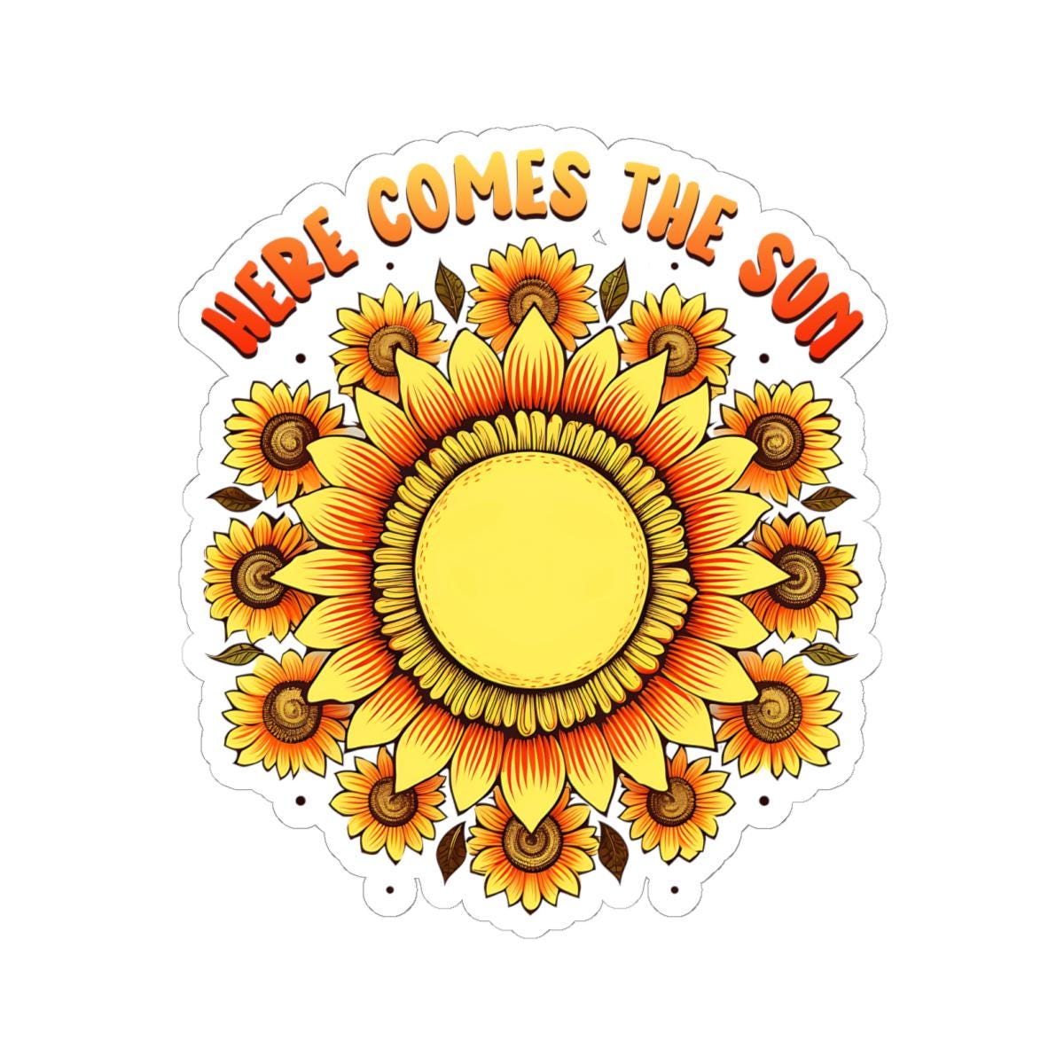 ColorFlow | Here Comes the Sun Sunflower Retro Sunshine Floral Art Vinyl Sticker
