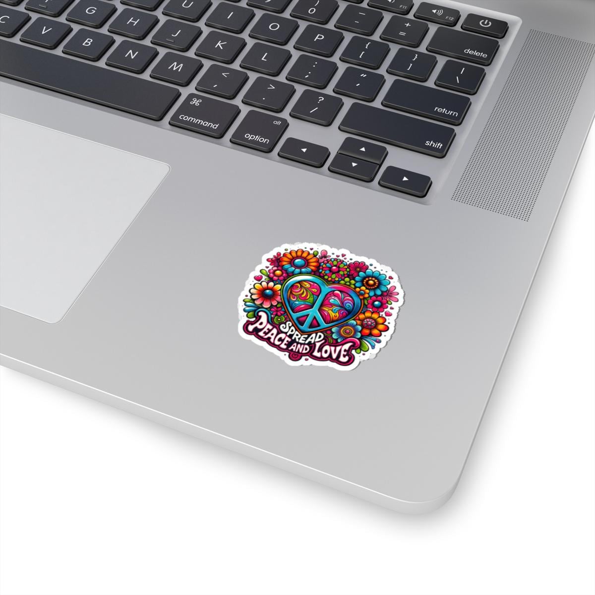 ColorFlow | Spread Peace and Love Heart Symbol Vibrant Floral Retro Art Vinyl Sticker