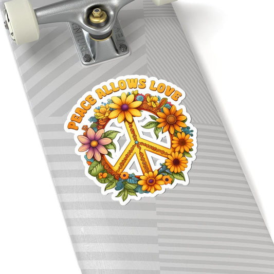 ColorFlow | Peace Allows Love Floral Peace Sign Boho Retro Art Vinyl Sticker