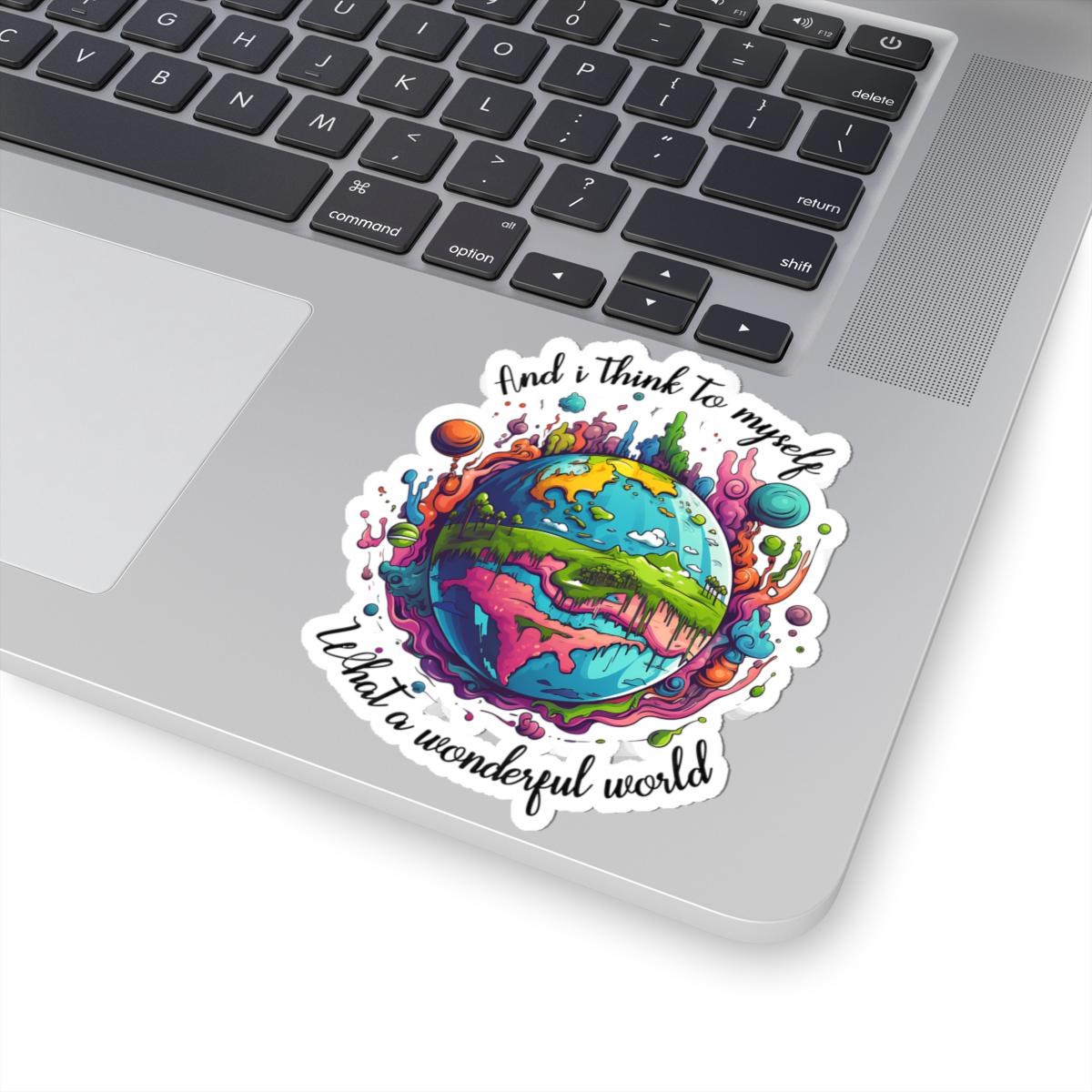 ColorFlow | What a Wonderful World Colorful Earth Retro Positivity Art Vinyl Sticker