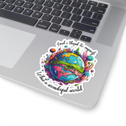 ColorFlow | What a Wonderful World Colorful Earth Retro Positivity Art Vinyl Sticker