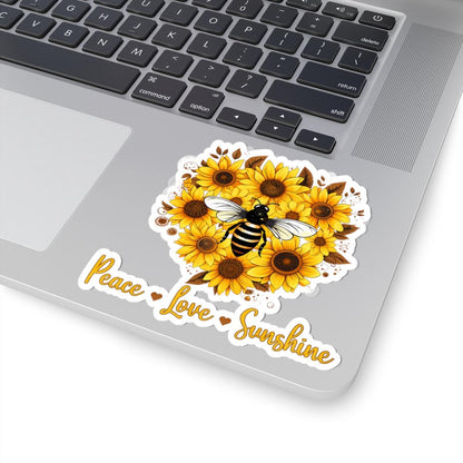 ColorFlow | Peace Love Sunshine Bee Sunflower Retro Floral Art Vinyl Sticker