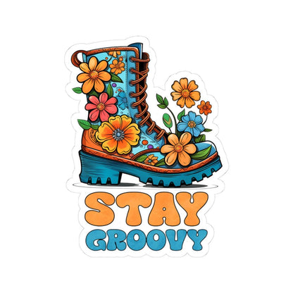 ColorFlow | Stay Groovy Floral Boot Retro Hippie Positivity Art Vinyl Sticker