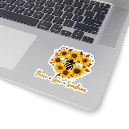 ColorFlow | Peace Love Sunshine Bee Sunflower Retro Floral Art Vinyl Sticker