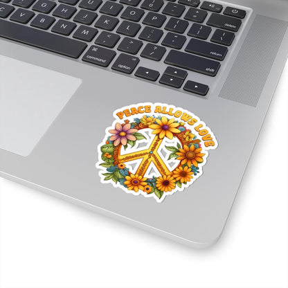 ColorFlow | Peace Allows Love Floral Peace Sign Boho Retro Art Vinyl Sticker