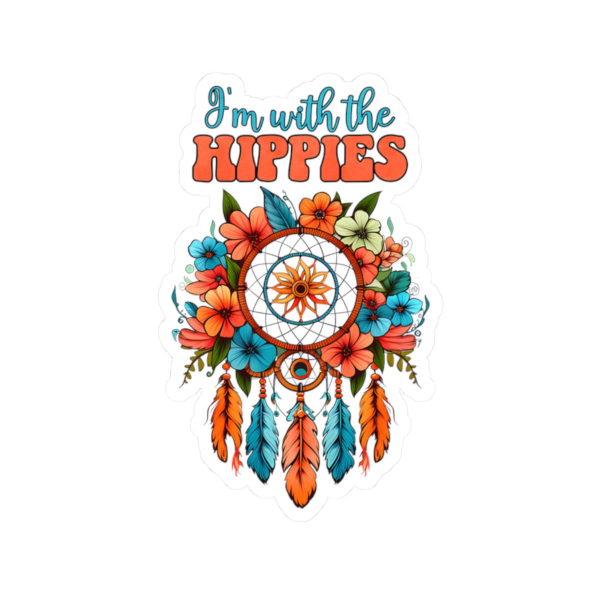 ColorFlow | Im With the Hippies Floral Dreamcatcher Boho Retro Peace Art Vinyl Sticker