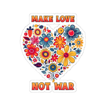 ColorFlow | Make Love Not War Floral Heart Retro Peace Hippie Art Vinyl Sticker