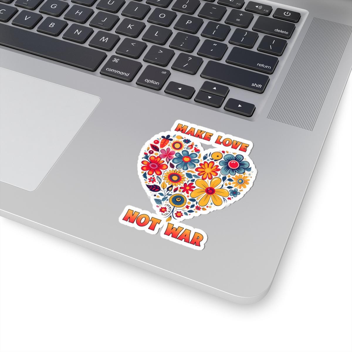 ColorFlow | Make Love Not War Floral Heart Retro Peace Hippie Art Vinyl Sticker
