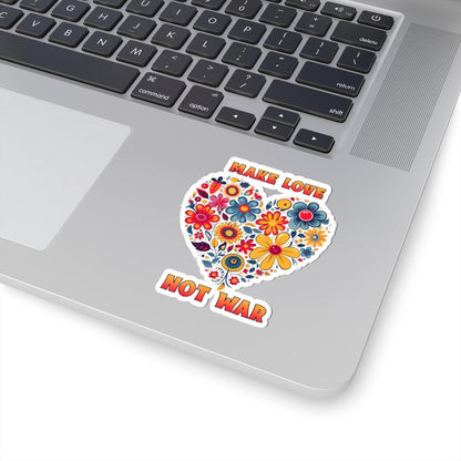 ColorFlow | Make Love Not War Floral Heart Retro Peace Hippie Art Vinyl Sticker