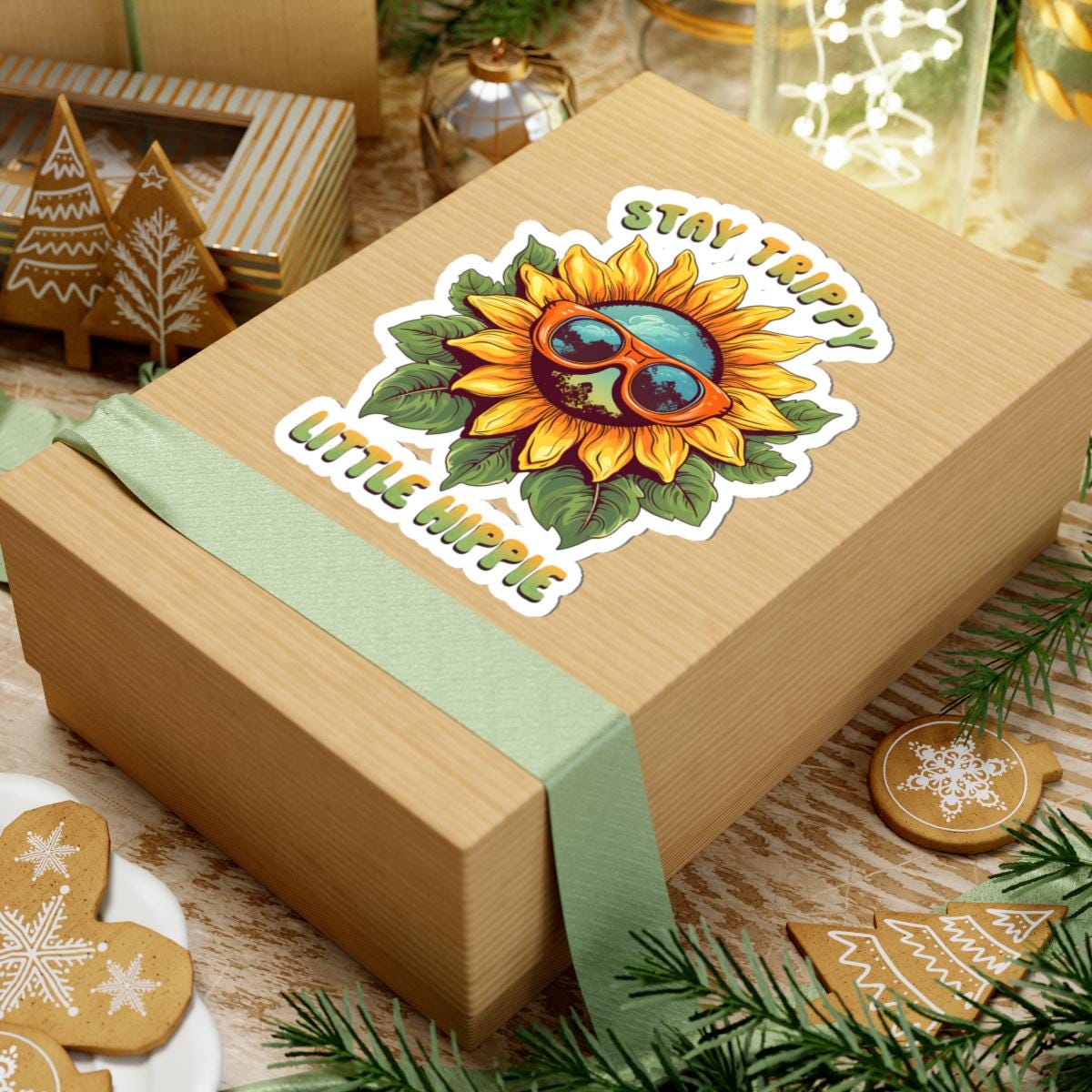 ColorFlow | Stay Trippy Sunflower Sunglasses Psychedelic Retro Hippie Art Vinyl Sticker
