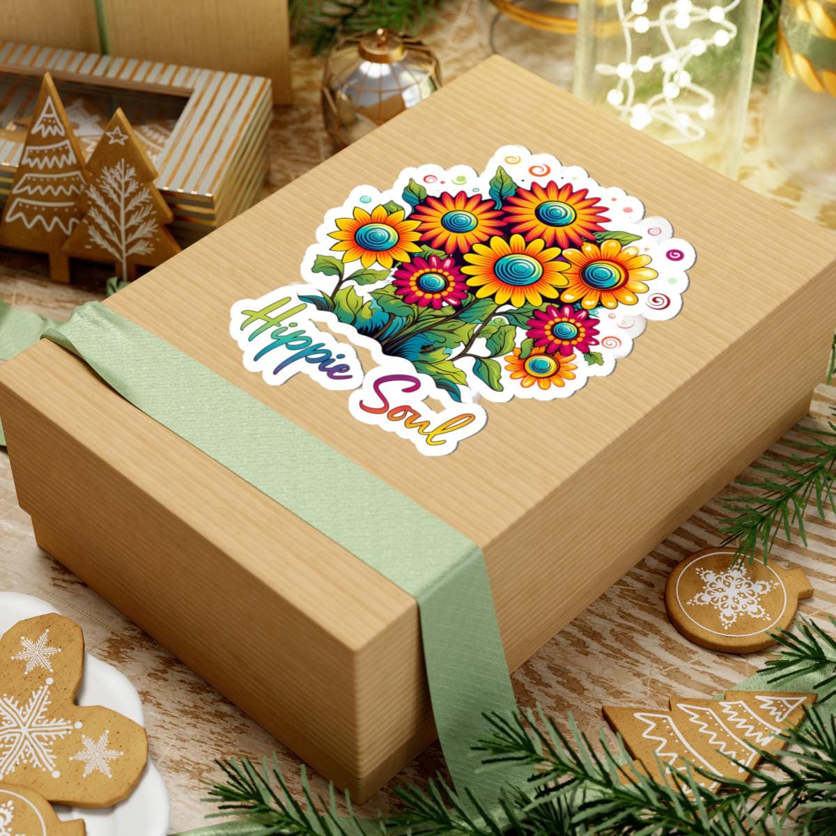 ColorFlow | Hippie Soul Groovy Floral Sunshine Psychedelic Flower Power Art Vinyl Sticker