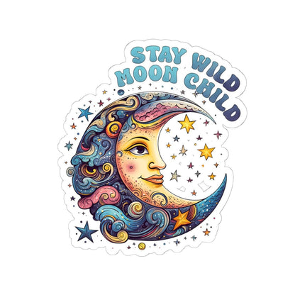 ColorFlow | Stay Wild Moon Child Celestial Moon Face Cosmic Boho Art Vinyl Sticker