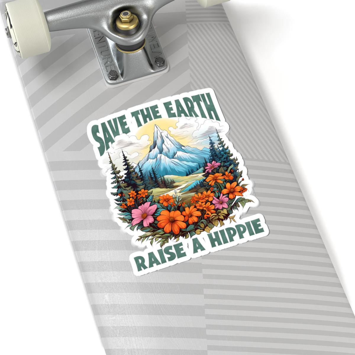 ColorFlow | Save the Earth Raise a Hippie Mountain Floral Nature Lover Art Vinyl Sticker