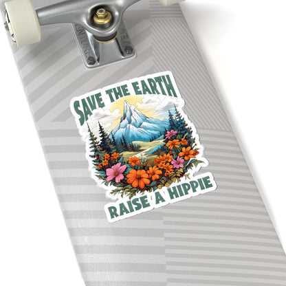 ColorFlow | Save the Earth Raise a Hippie Mountain Floral Nature Lover Art Vinyl Sticker