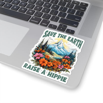 ColorFlow | Save the Earth Raise a Hippie Mountain Floral Nature Lover Art Vinyl Sticker