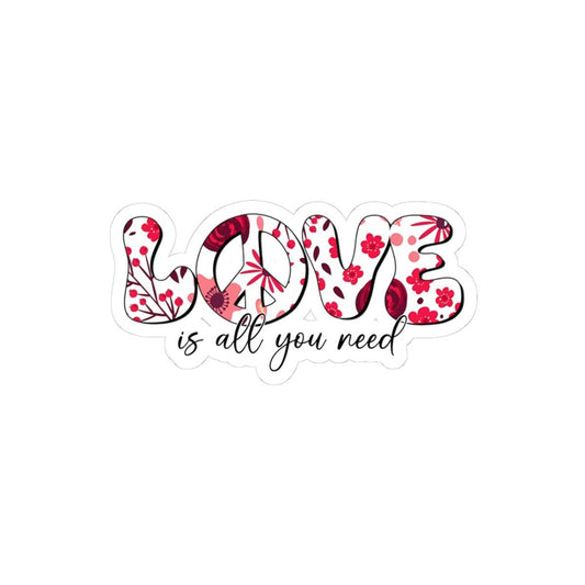 ColorFlow | Love Is All You Need Floral Peace Sign Romantic Retro Art Vinyl Sticker