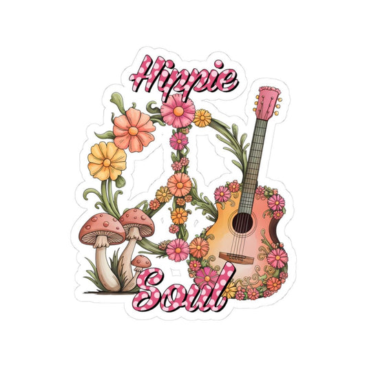 ColorFlow | Hippie Soul Acoustic Guitar Floral Mushroom Boho Music Art Vinyl Sticker