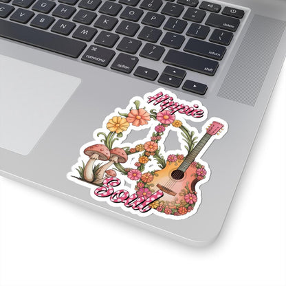 ColorFlow | Hippie Soul Acoustic Guitar Floral Mushroom Boho Music Art Vinyl Sticker