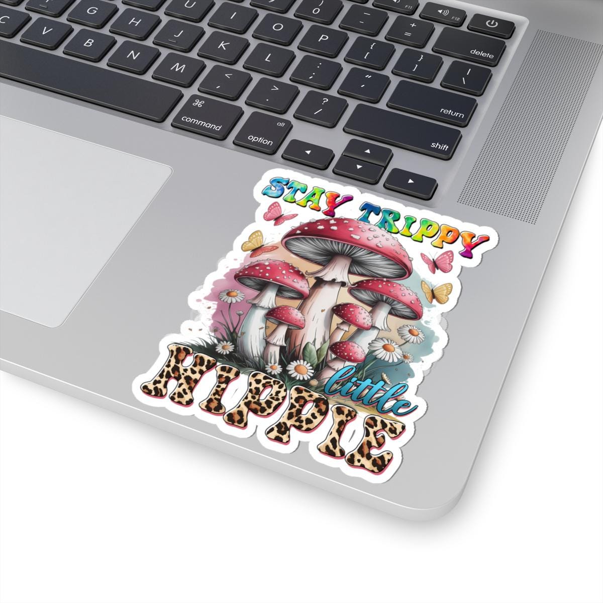 ColorFlow | Stay Trippy Little Hippie Psychedelic Mushroom Butterfly Retro Art Vinyl Sticker
