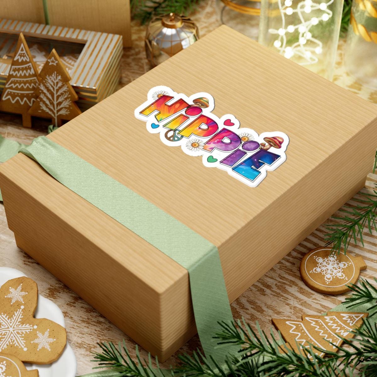 ColorFlow | Hippie Typography Rainbow Peace Floral Psychedelic Retro Art Vinyl Sticker