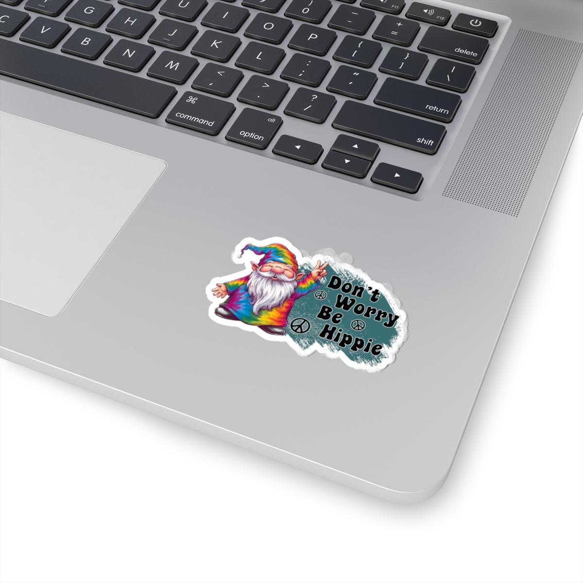 ColorFlow | Dont Worry Be Hippie Tie Dye Gnome Peace Retro Positivity Art Vinyl Sticker