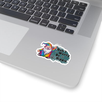 ColorFlow | Dont Worry Be Hippie Tie Dye Gnome Peace Retro Positivity Art Vinyl Sticker