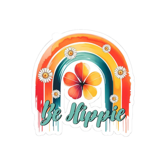 ColorFlow | Be Hippie Retro Rainbow Daisy Flower Power Groovy Art Vinyl Sticker