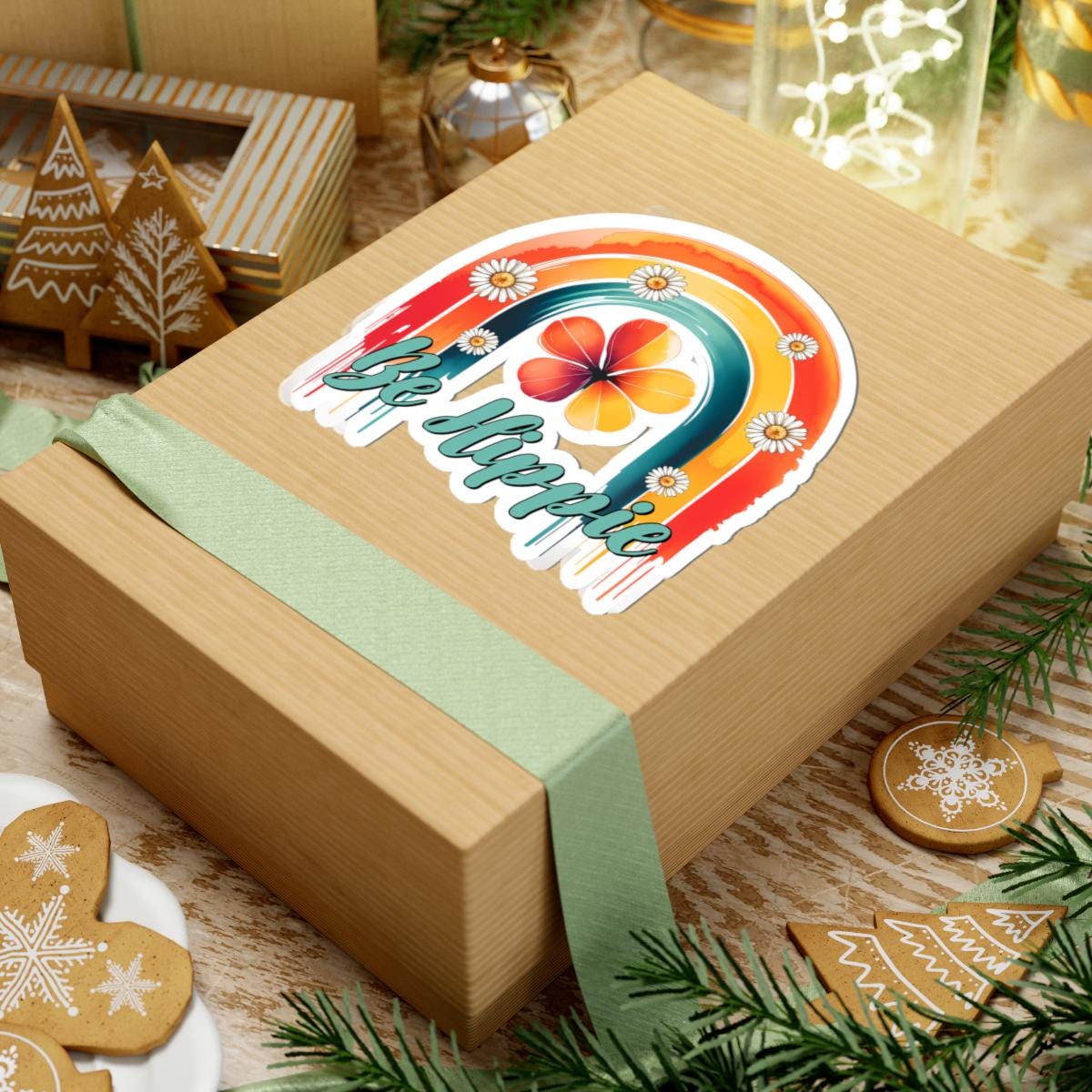 ColorFlow | Be Hippie Retro Rainbow Daisy Flower Power Groovy Art Vinyl Sticker