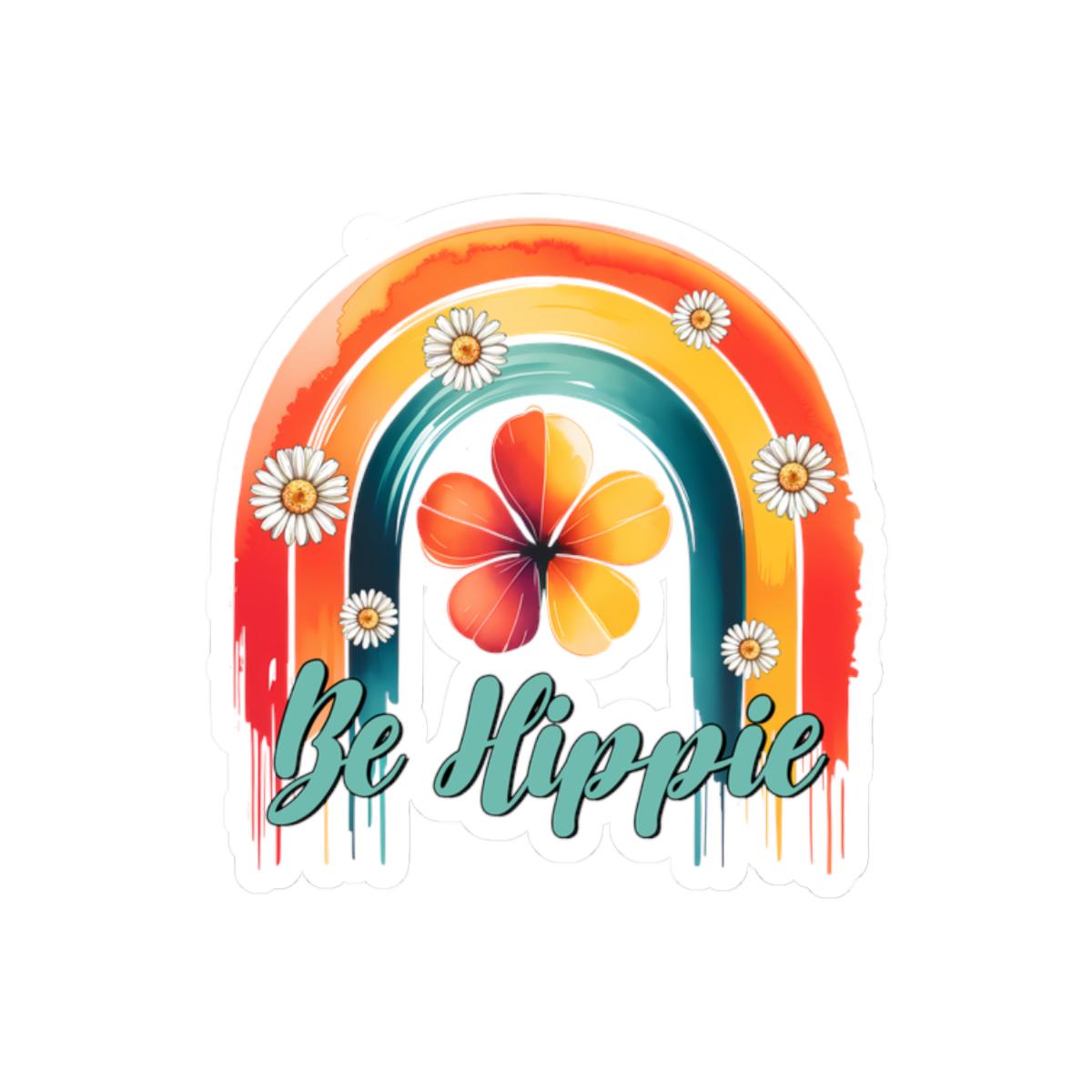 ColorFlow | Be Hippie Retro Rainbow Daisy Flower Power Groovy Art Vinyl Sticker