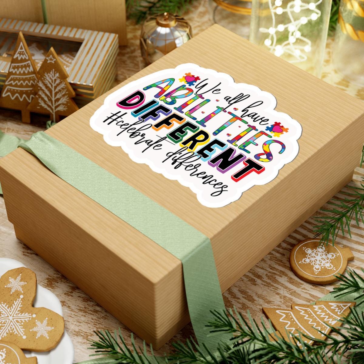 ColorFlow | We All Have Abilities Celebrate Differences Vinyl Sticker | Inclusive Puzzle Piece Positivity Design