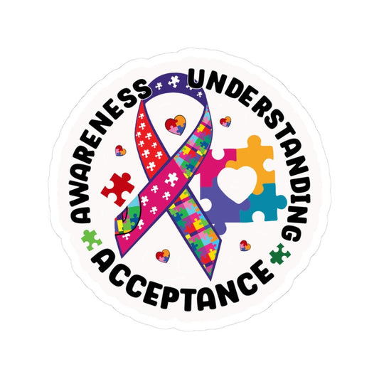 ColorFlow | Awareness Understanding Acceptance Vinyl Sticker | Autism Ribbon Puzzle Circle Unity Design
