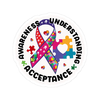 ColorFlow | Awareness Understanding Acceptance Vinyl Sticker | Autism Ribbon Puzzle Circle Unity Design