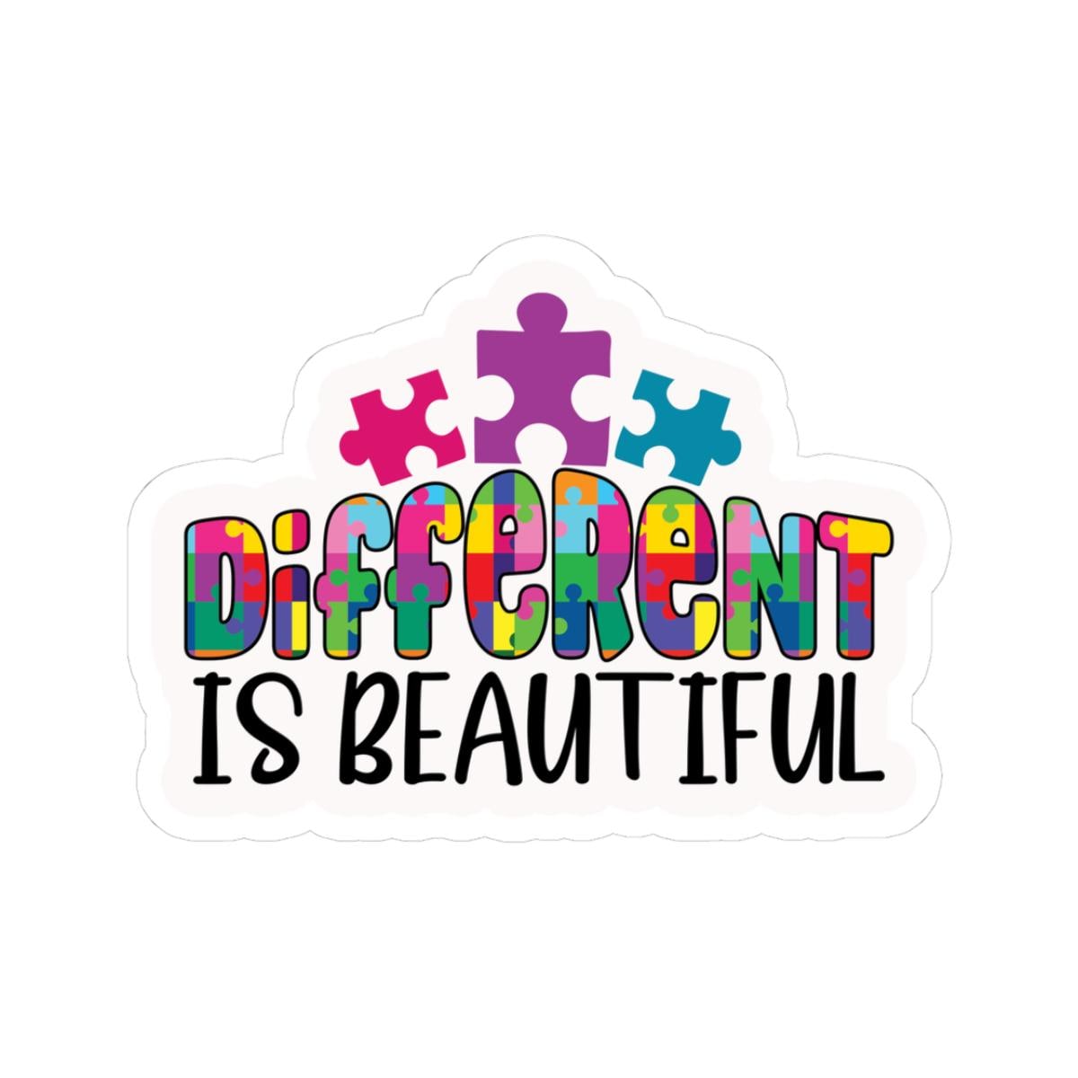 ColorFlow | Different Is Beautiful Vinyl Sticker | Colorful Puzzle Pieces Autism Positivity