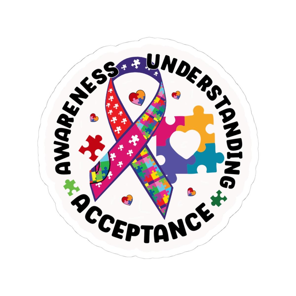 ColorFlow | Awareness Understanding Acceptance Vinyl Sticker | Autism Ribbon Puzzle Circle Unity Design