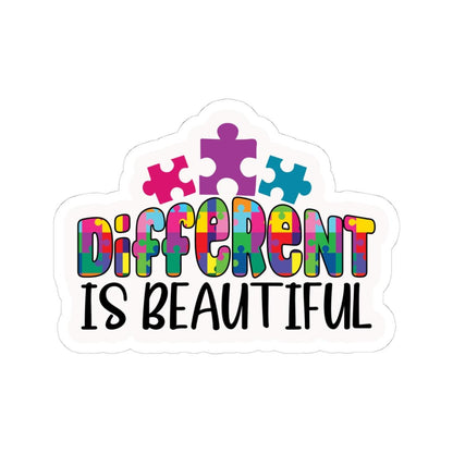 ColorFlow | Different Is Beautiful Vinyl Sticker | Colorful Puzzle Pieces Autism Positivity