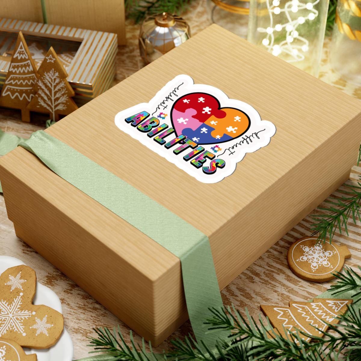 ColorFlow | Celebrate Different Vinyl Sticker | Heart Puzzle Autism Acceptance Message Design