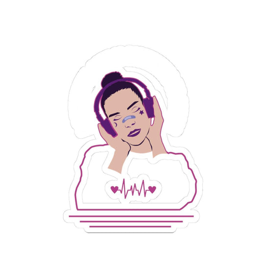 ColorFlow | A Beautiful Life Is Listening to Music Vinyl Sticker | Peaceful Headphones Heartbeat Music Lover Art