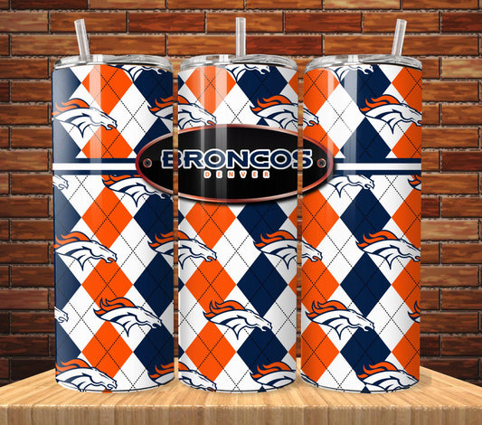 ColorFlow | Denver Broncos Inspired Heritage Argyle 20oz Skinny Tumbler with Straw