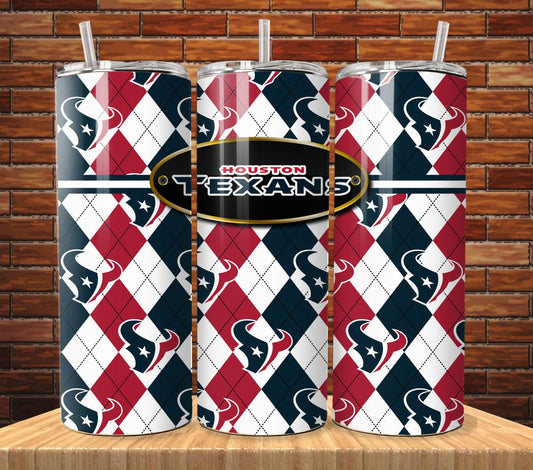 ColorFlow | Houston Texans Inspired Heritage Argyle 20oz Skinny Tumbler with Straw