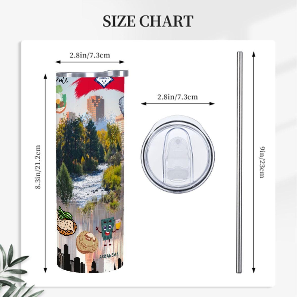 ColorFlow | Arkansas State Pride Tumbler | The People Rule Natural River Scenic | 20oz Skinny Stainless Steel With Straw