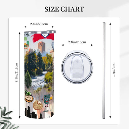 ColorFlow | Arkansas State Pride Tumbler | The People Rule Natural River Scenic | 20oz Skinny Stainless Steel With Straw