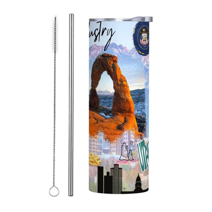 ColorFlow | Utah State Pride Tumbler | Industry Delicate Arch Mountain Scenic | 20oz Skinny Stainless Steel With Straw