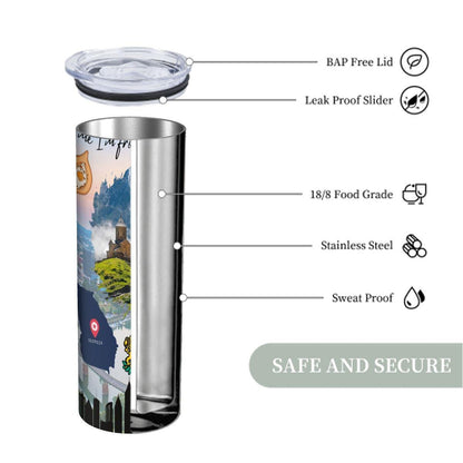 ColorFlow | Georgia Southern Charm 20oz Skinny Stainless Steel Tumbler with Straw | Atlanta Peach State Travel Cup