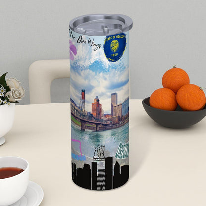 ColorFlow | Oregon State Adventure 20oz Skinny Stainless Steel Tumbler with Straw | Portland Skyline Nature Inspired Cup