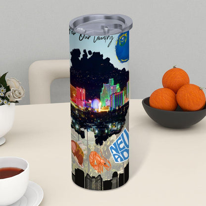 ColorFlow | Nevada State Icons 20oz Skinny Stainless Steel Tumbler with Straw | Las Vegas Skyline Travel Drinkware