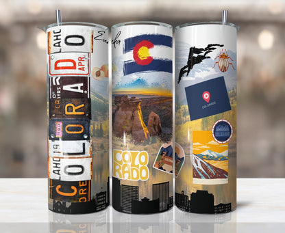 ColorFlow | Colorado Mountain Escape 20oz Skinny Stainless Steel Tumbler with Straw | Rocky Mountains Adventure Travel Cup